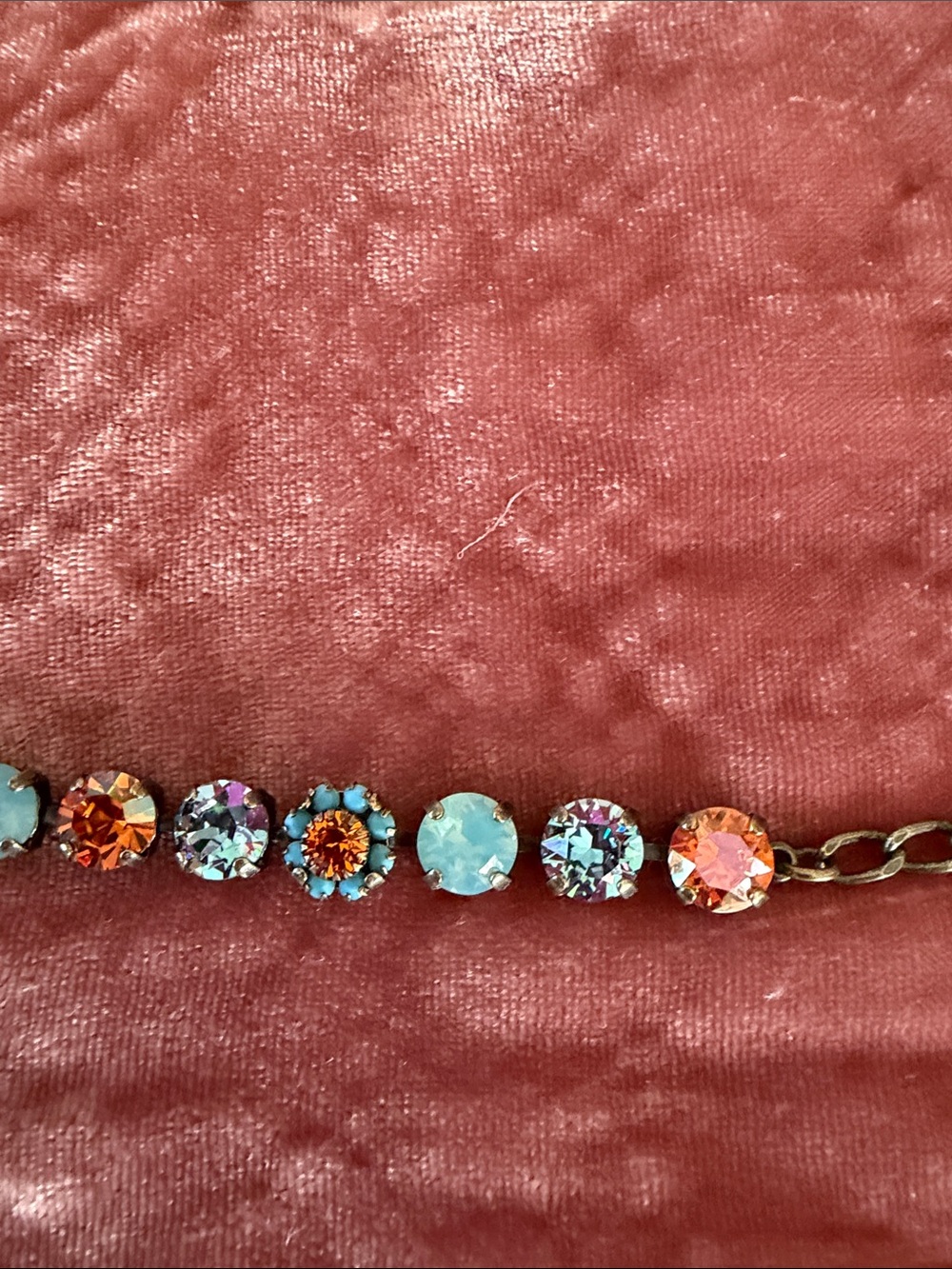 Clara Bow Orange and Opalescent Glass Bracelet - Picture 2 of 3